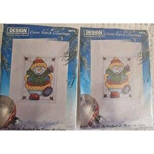 2 Design Works Crafts Cross Stitch Greetings Cards DIY Make Your Own Snowman